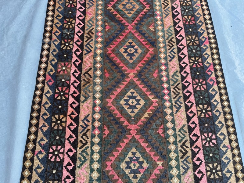 Traditional 3'4 x 9'5 Afghan Vintage Handwoven Tribal Hallway Kilim Rug Runner gallery