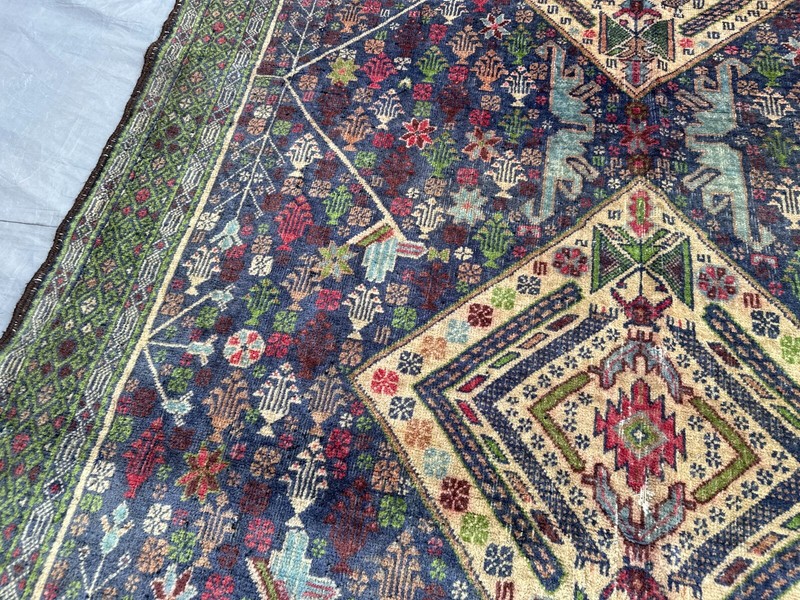 Vintage Afghan Baluchi Rug 4'7x9 ft – Distressed No Pile Tribal Wool Area Carpet gallery