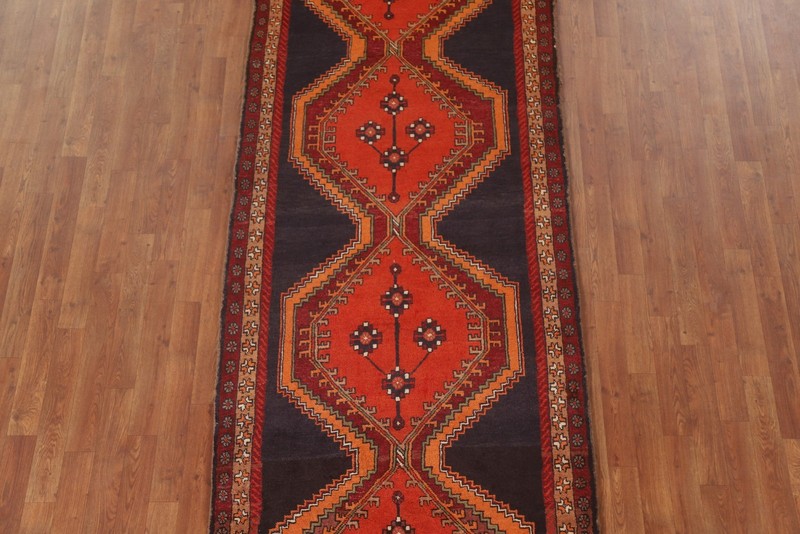 Vintage Tribal Orange Wool Hand-knotted 13 ft Runner Rug Nomadic Carpet 4x13 gallery