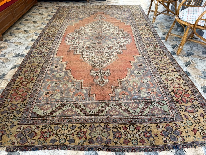 7x12 Shabby Vintage Turkish Rug, Large Faded Terracotta Distressed Area Carpet gallery