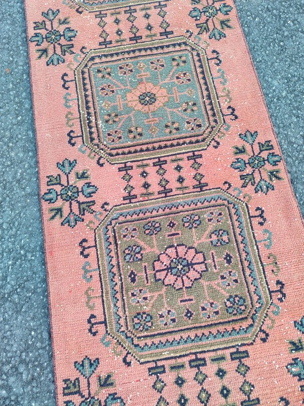 16 ft extra long runner rug Hallway, Long runner Turkish Oushak vintage 2x16 gallery