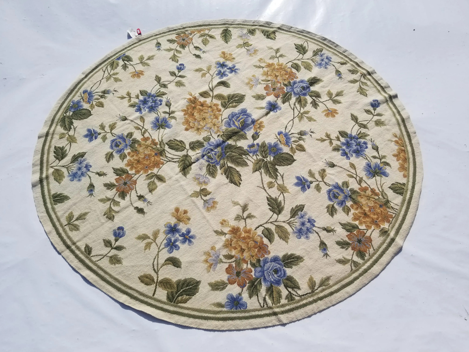 Antique French Aubusson Floral Multicolor Wool Rug Carpet 5.7x5.6ft gallery