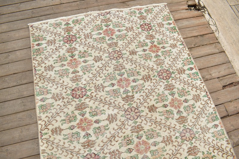 Turkish Rug 44''x79'' Vintage Muted Fashion Floral Beige Rug Carpet 3'7''x6'6'' gallery