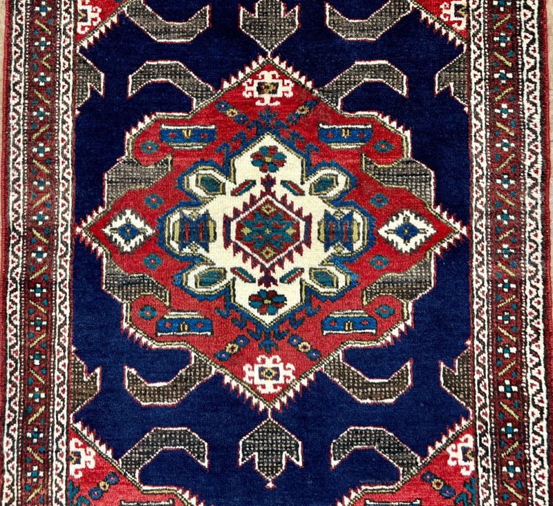 Vintage Ardebil Oriental Tribal Geometric Hand Knotted Wool Rug 2x4 Navy Blue gallery