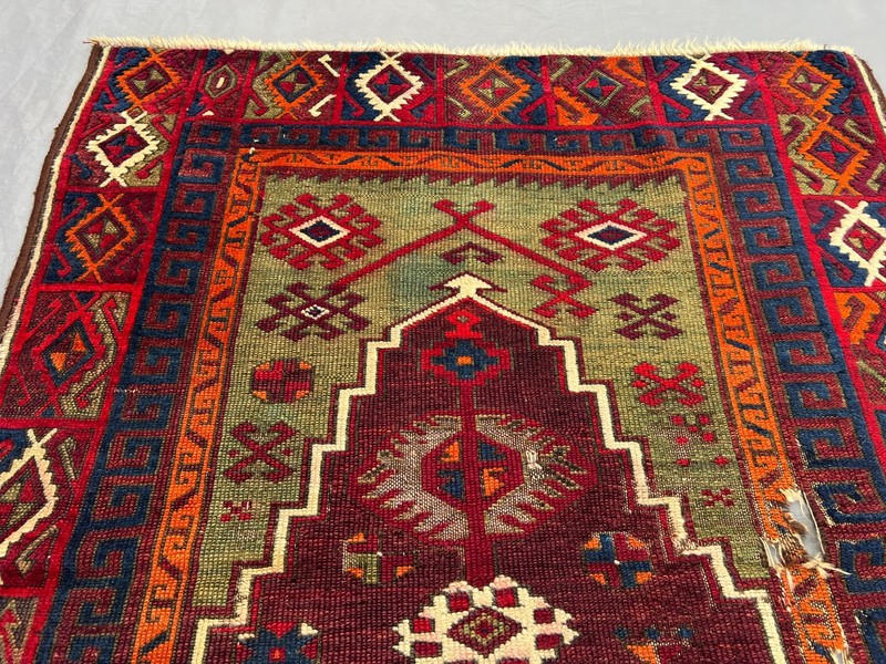 3'1 x 4 ft Antique Turkish Hand Knotted Prayer Rug Tribal Geometric Wool Carpet gallery