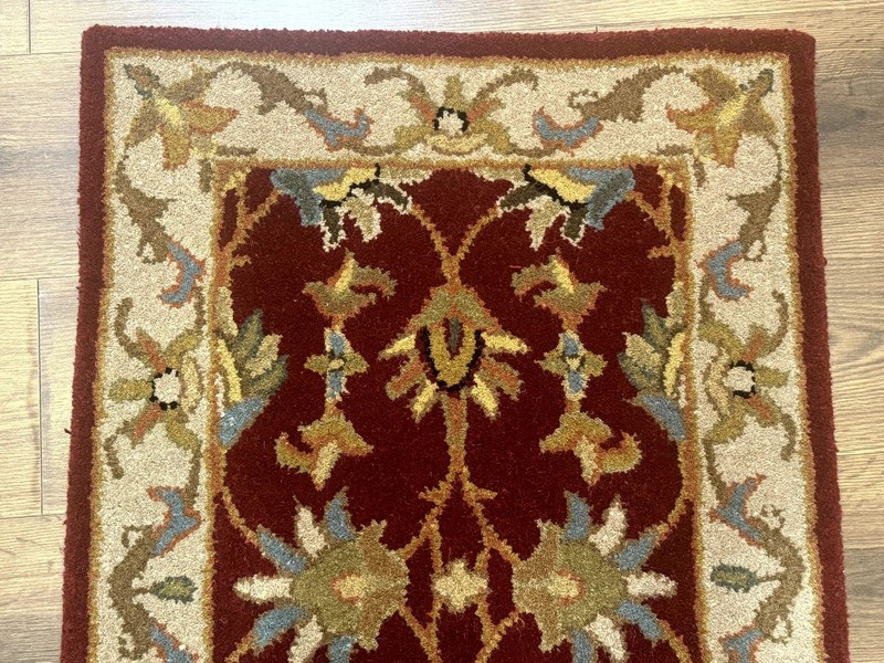 Small Floral Wool Rug 2x3, Safavieh Heritage Collection, Dark Red & Cream gallery