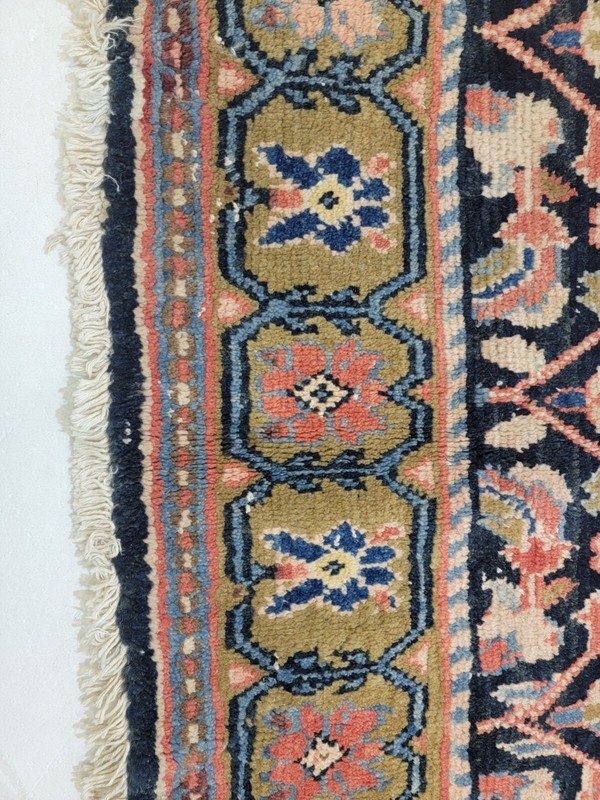 Antique Oriental Hand-Knotted Wool Area Rug Navy Blue/Red/Ivory/Green 5' x 9'9" gallery