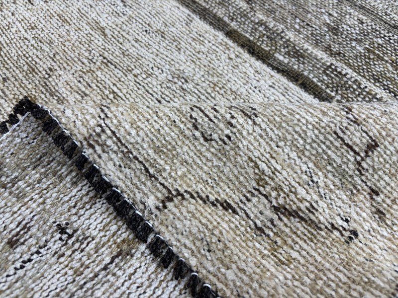 3x9 Beige Brown Vintage Turkish Oushak Hallway Runner, Hand-Knotted Wool Rug gallery