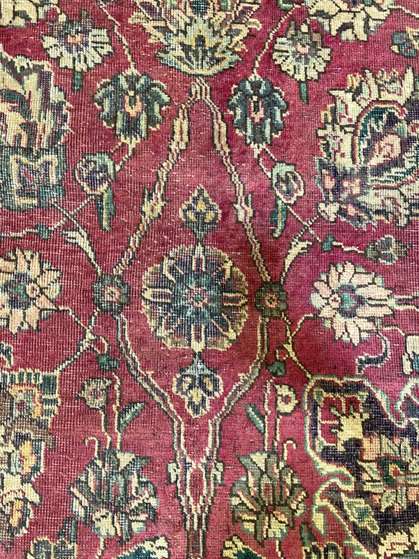 Antique Oriental Hand-Knotted Wool Area Rug Tea Washed Red/Blue 10'3" x 15'8" gallery