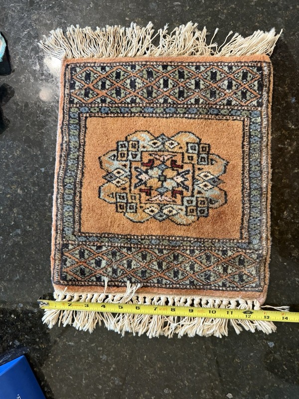 Vintage Tribal Turkish Handmade Wool Orange Small Rug 16+13” gallery