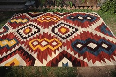 300 X 210 CM Stunning Turkish Flat Kilim Fine Weave Natural Vegetable Dye Kilim