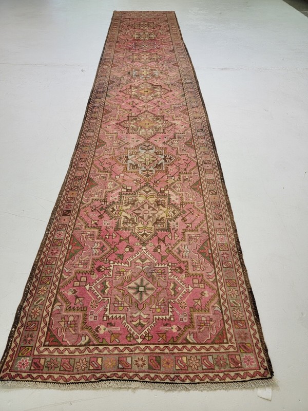 Antique Oriental Hand-Knotted Wool Runner Light Red/Ivory/Brown 2'11" x 16'3" gallery