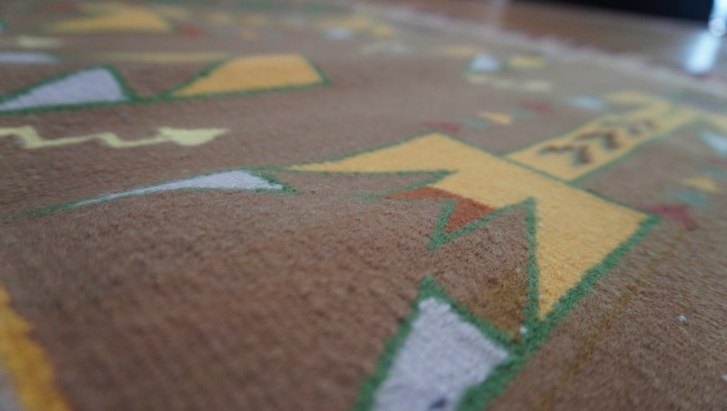 3'3"x3'2" Native American Navajo Yei Pictorial Hand Woven Wool Vintage Rug gallery