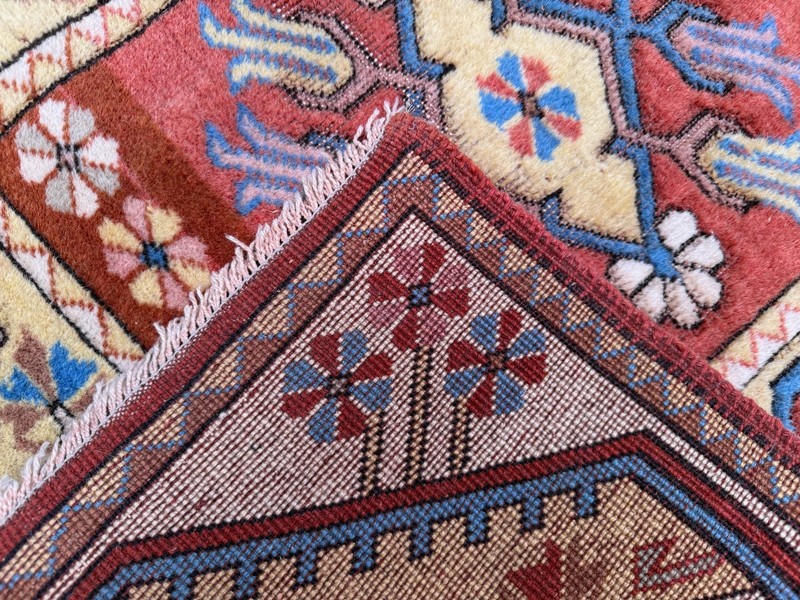 Vintage Turkish Runner 81x190 cm Milas Rug, Terracotta Red, Green, Beige 2575 gallery