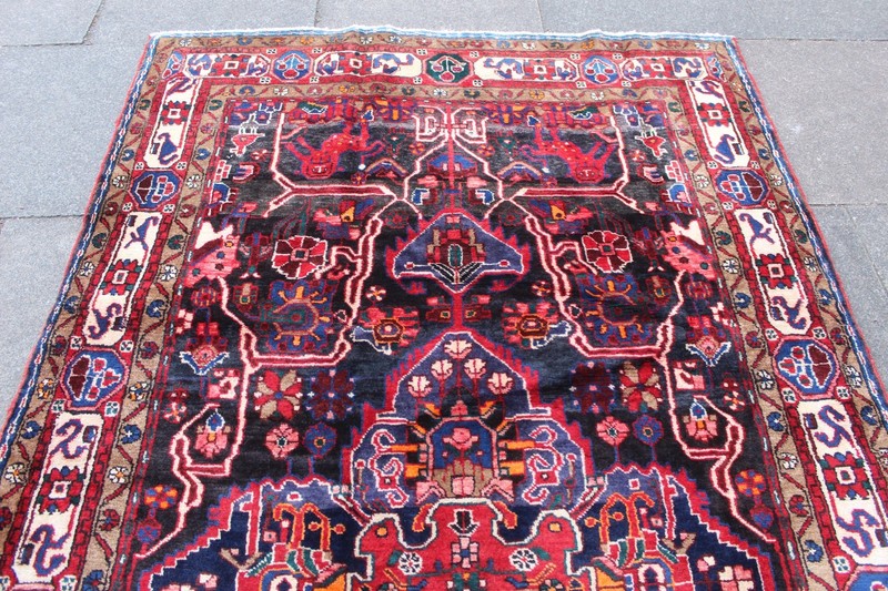 Vintage Hand Made Traditional Oriental Wool Black Red Long Large Rug 272x151cm gallery
