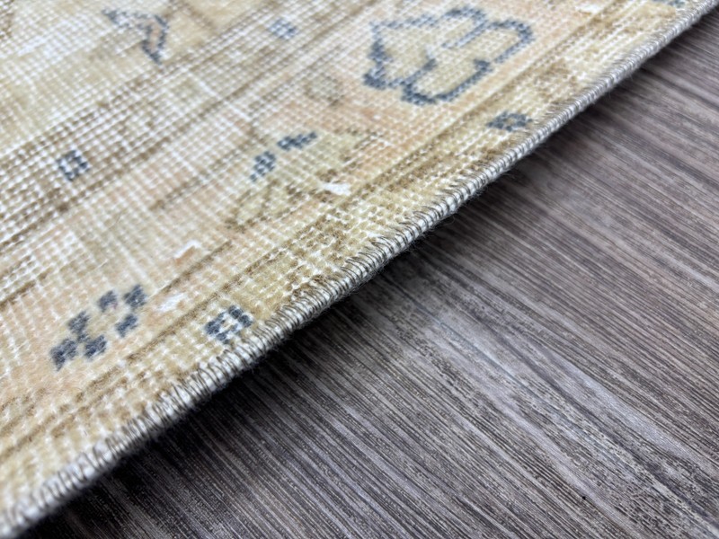 4x7 Hand-Knotted Wool Cream Pink Blue Neutral Living Room Vintage Turkish Rug gallery