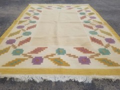 Fine Vintage Traditional Handmade Scandinavian Wool Multiclor Kilim 6.3×4.6 ft