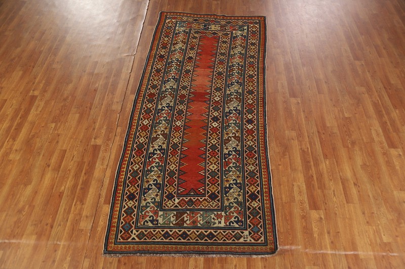 Russian Hand-made Rug Pre-1900 Antique Wool Handmade Kazak Vegetable Dye Rug 4x8 gallery