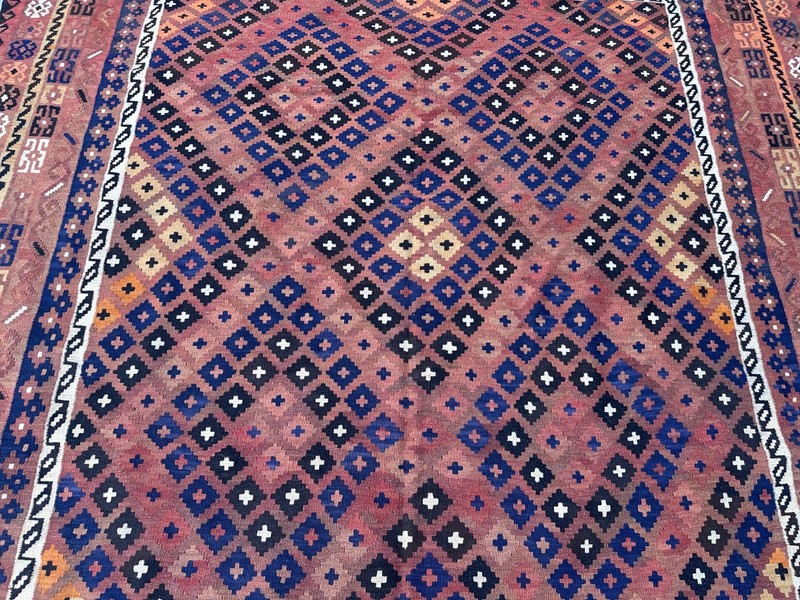 Terracotta Faded Kilim Rug 7'11x9'10 Turkish Tribal Boho Geometric Flatweave rug gallery