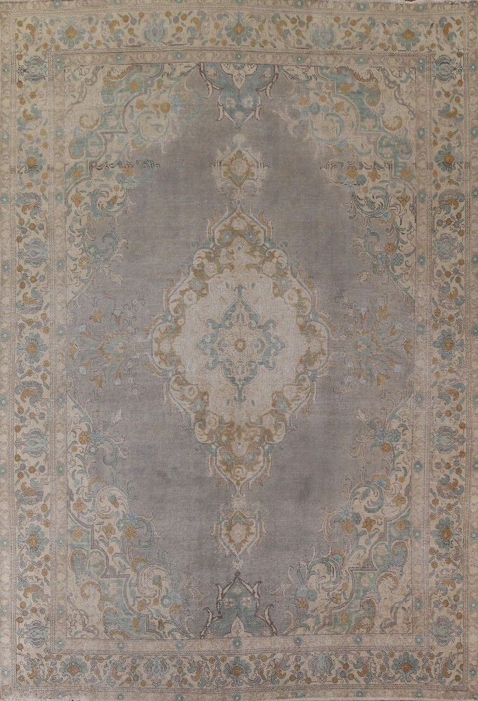 Handmade Gray Wool Carpet Traditional Distressed Area Rug 10x12 Ft Oriental Rug