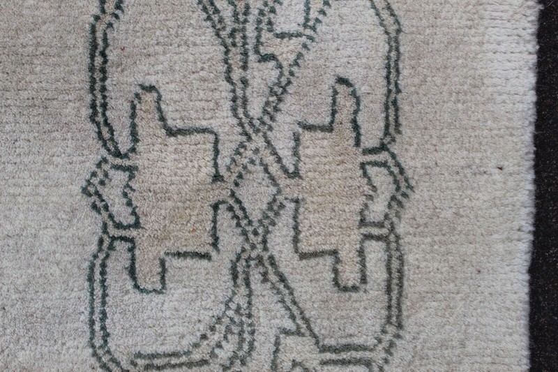 Vintage Hand Made Art Deco Chinese Oriental White Wool Large Carpet 259x169cm gallery