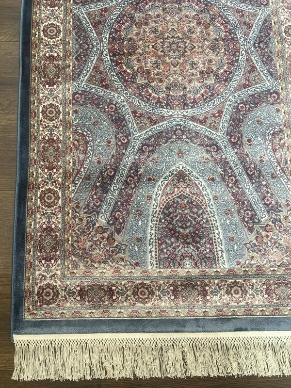 Turkish Silk Runner Rug 2.6 x 10, Light Blue Carpet, Bamboo Silk, New gallery