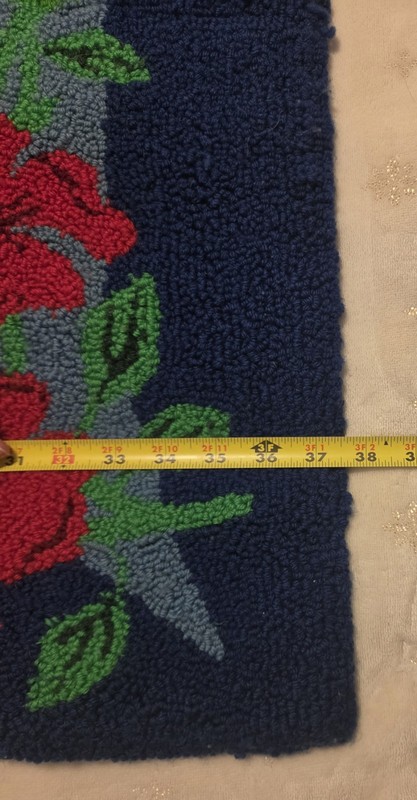 VINTAGE HANDMADE HOOKED RUG FLORAL FLOOR/WALL DECOR FOLK ART 37.5” x 23” gallery