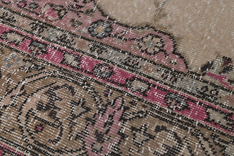 Vintage Turkish Runner Rug 2x5ft Wool Anatolian Handmade Hallway Oushak MAUVE gallery