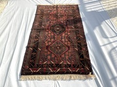 4×7 ft Afghan Hand Knotted Vintage Area Rug Tribal Turkmen Geometric Wool Carpet