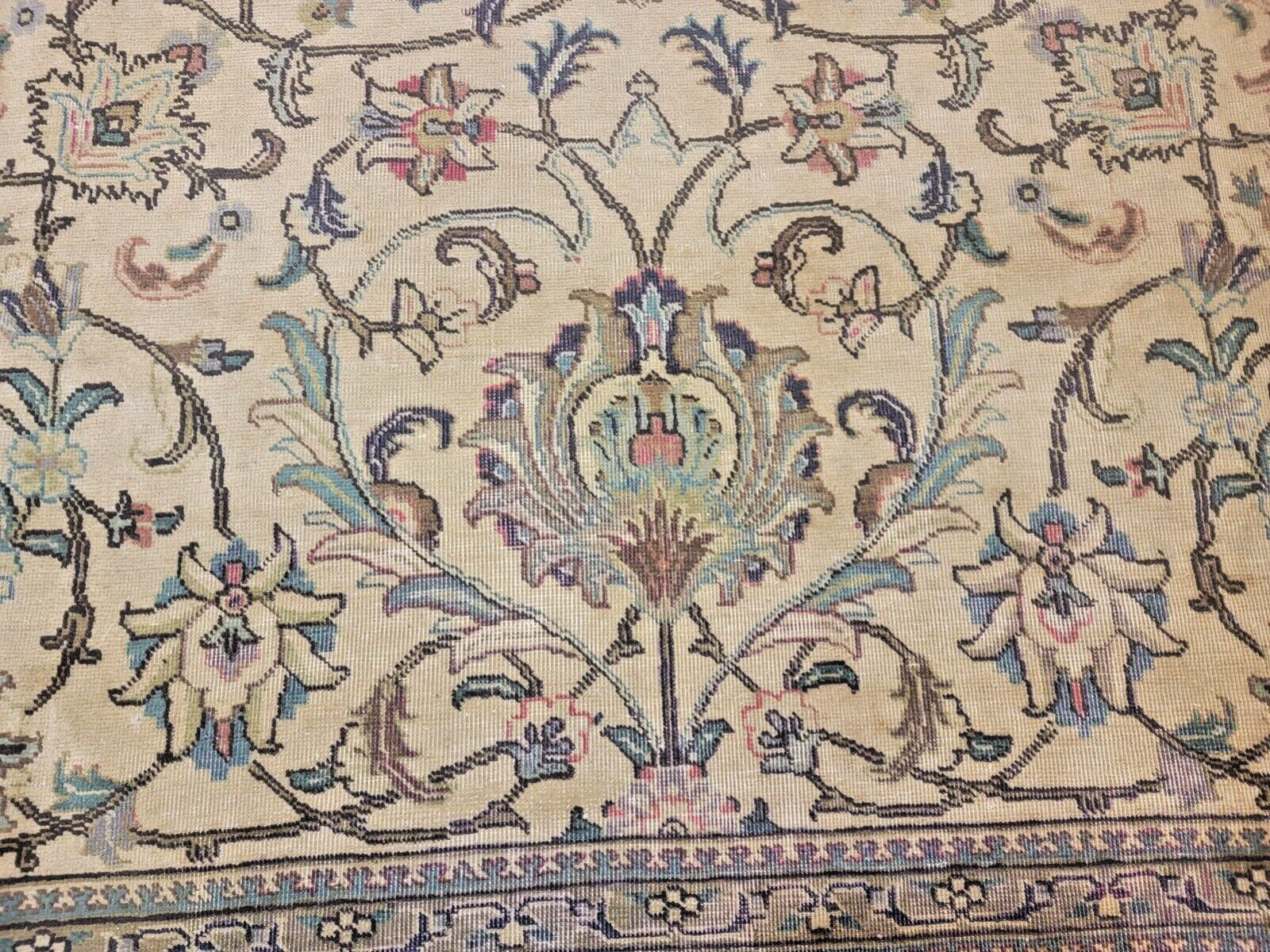 Antique Oriental Hand-Knotted Wool Area Rug Beige/Light Blue 9'7" x 12'7" gallery