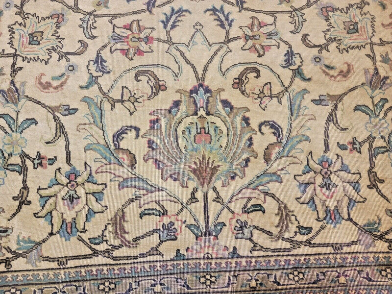 Antique Oriental Hand-Knotted Wool Area Rug Beige/Light Blue 9'7" x 12'7" gallery