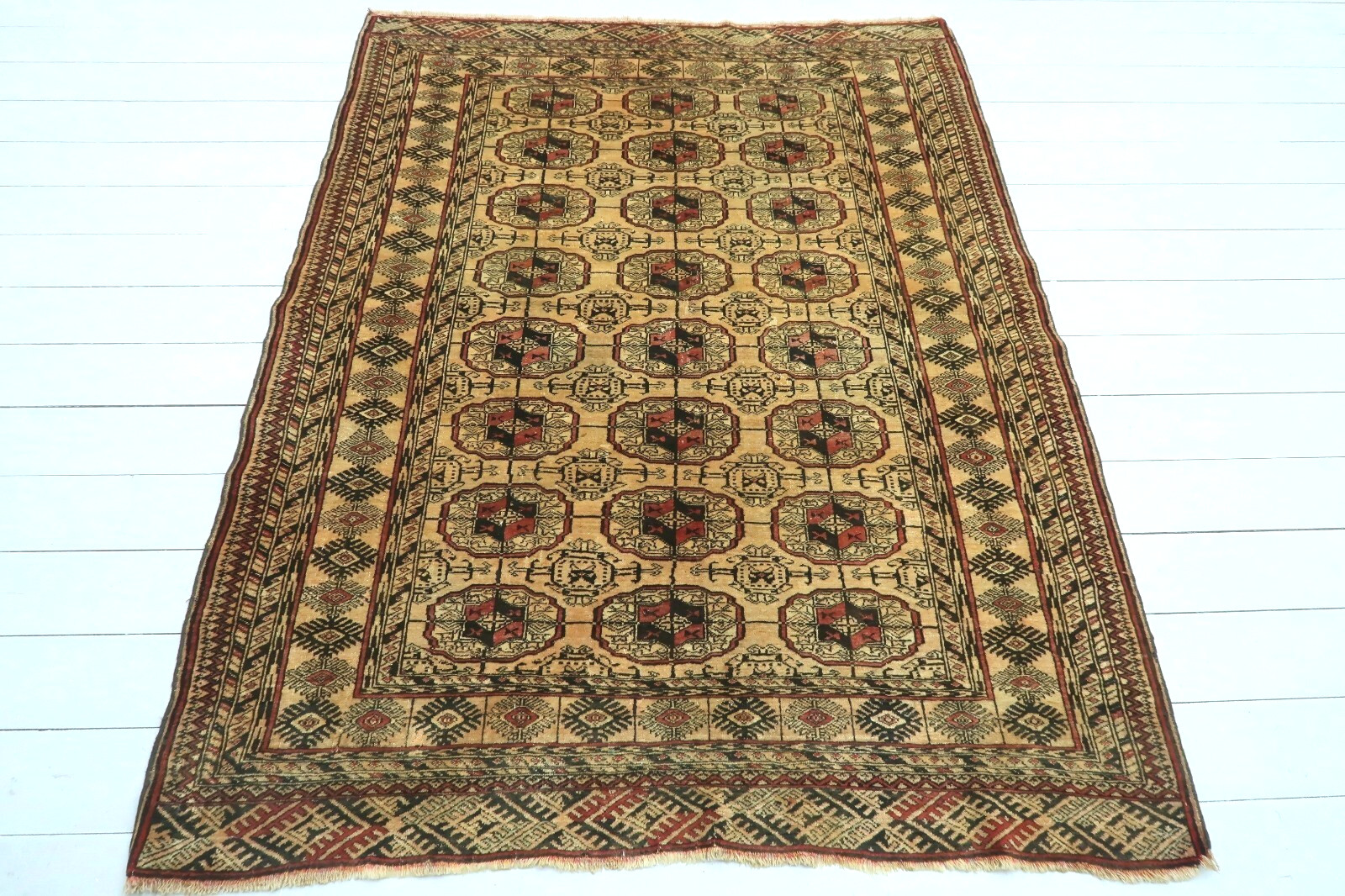 Antique Turkish Carpet Handmade Wool Rug Turkoman Rug Floor Teppich Tapi 53"x71" gallery