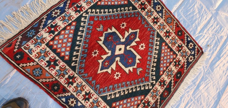 Turkish vintage square rug, area rug, handmade, 3 x 3 ft gallery