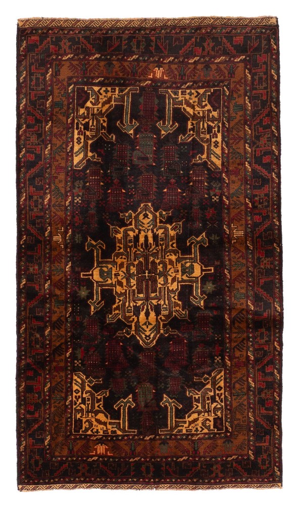 Vintage 3'7" x 6'4" Traditional Hand Knotted Vegetable Dye Wool Area Rug