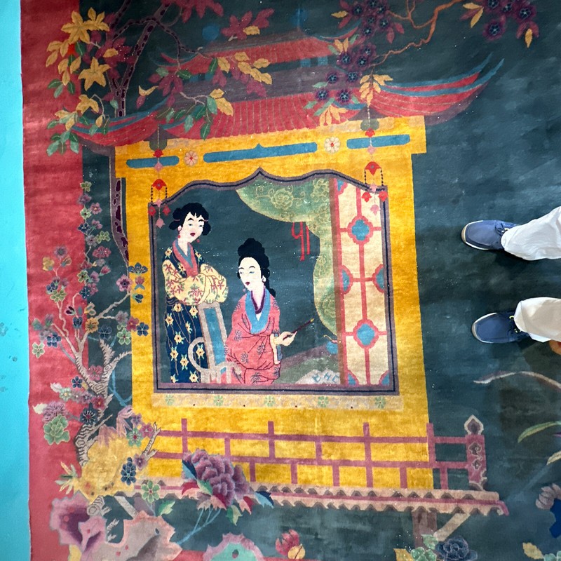 Auth: 20's Pictorial Art Deco Chinese Rug XI Xiang Ji Love Legend 9x12 gallery