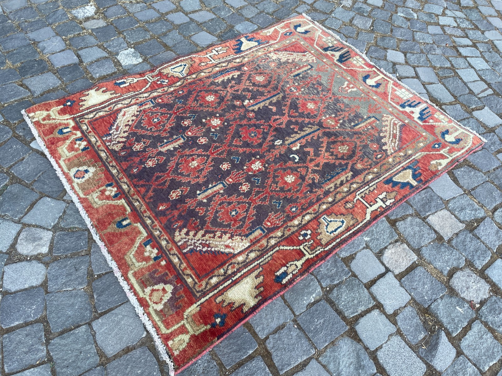Bohemian Area Rug Handmade Wool Rug Turkish Vintage Traditional Rug 3,6 x 6,2 ft gallery