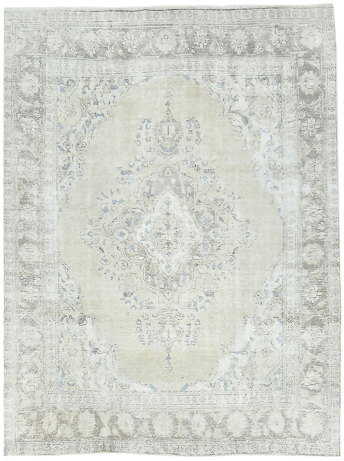 Antique Distressed Oriental Rug Classic Design Vintage Farmhouse Carpet 7X9 ft gallery
