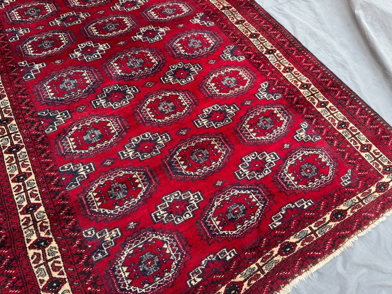 5x8'2 ft Vintage Afghan Turkmen Hand Knotted Wool All Over Bokhara Gul Rug gallery