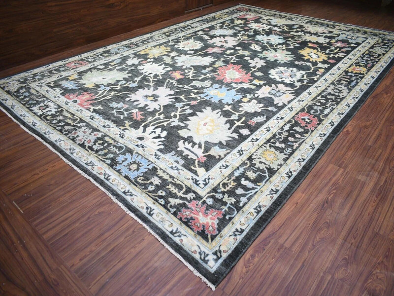 11'9" x 17'7" Natural Olive Black, Soft Wool Angora Pile Legendary Oushak Rug gallery