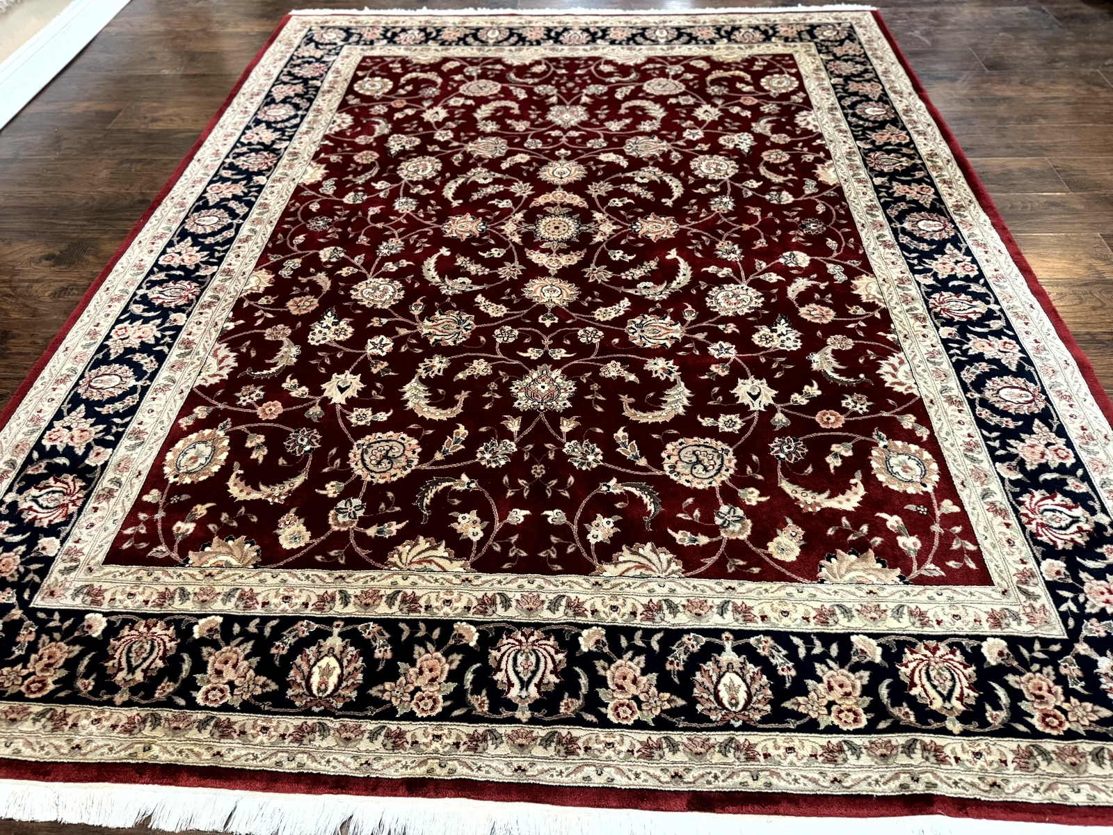 Maroon Oriental Rug 8x10 Floral Pak Per'sian Wool Silk Highlights Traditional gallery