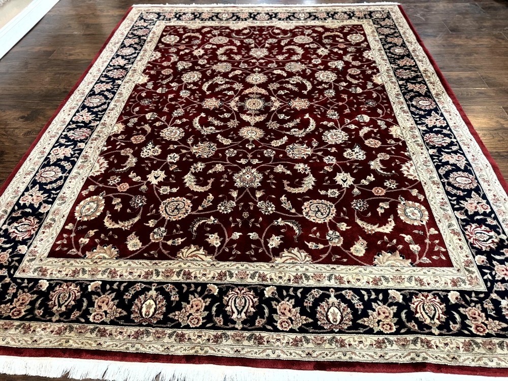 Maroon Oriental Rug 8x10 Floral Pak Per'sian Wool Silk Highlights Traditional
