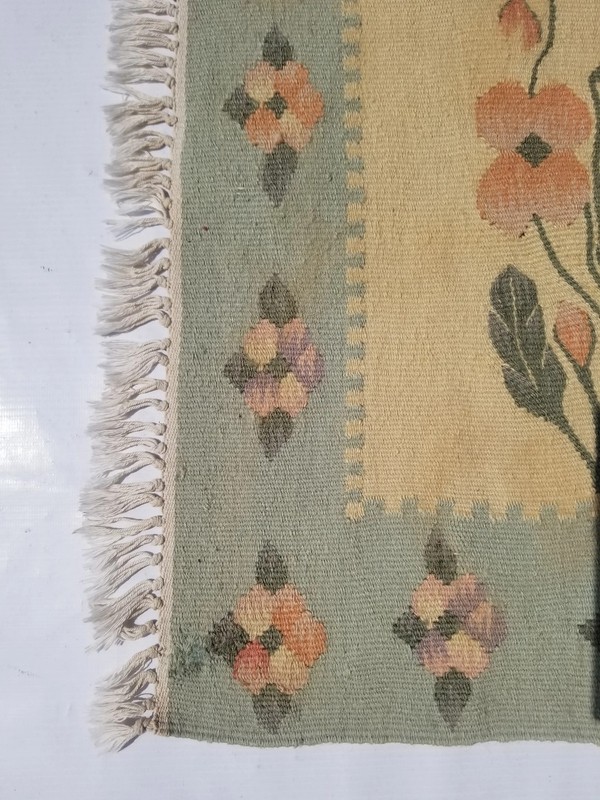 Vintage Traditional Handmade Swedish Style Wool Multi Kilim 1.9x1.8ft gallery
