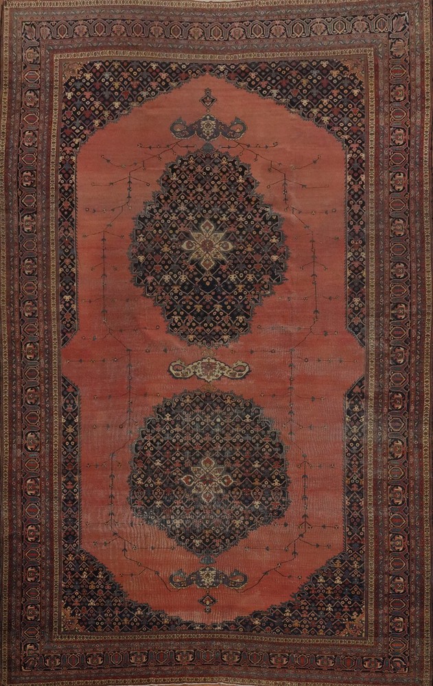 Pre-1900 Vegetable Dye Hand-knotted Traditional Large Rug Antique Carpet 10x16