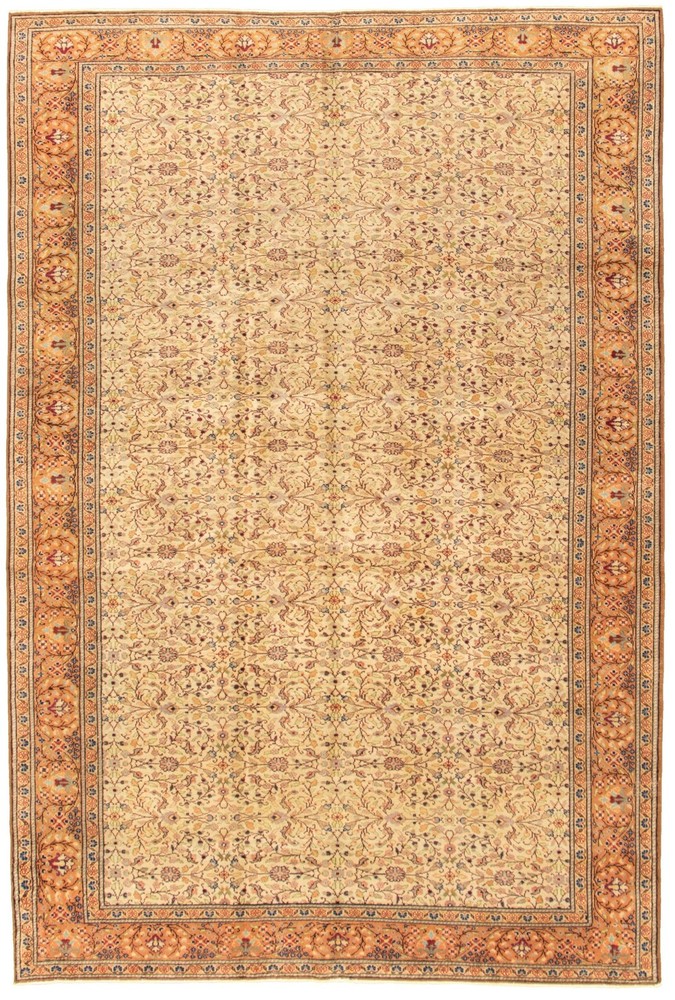 Vintage Hand-Knotted Area Rug 6'6" x 9'6" Traditional Oriental Wool Carpet