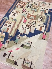 Antique Old Used Handmade Wool Egypt Wall Hanging Kilim Chic,Size:6.9ft By4.2ft