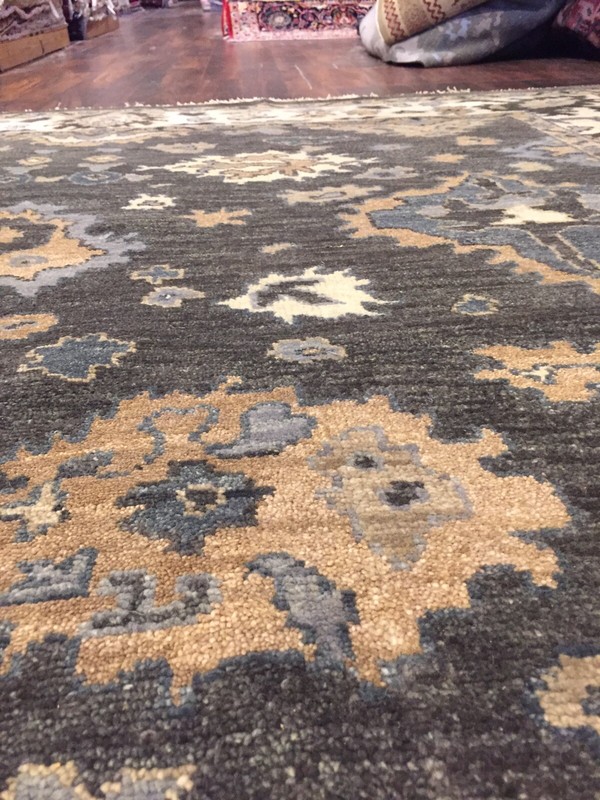 Blue Gray GenuineHand Knotted Oushak Heriz Geometric Area Rug Carpet 7’9x9’8,#73 gallery