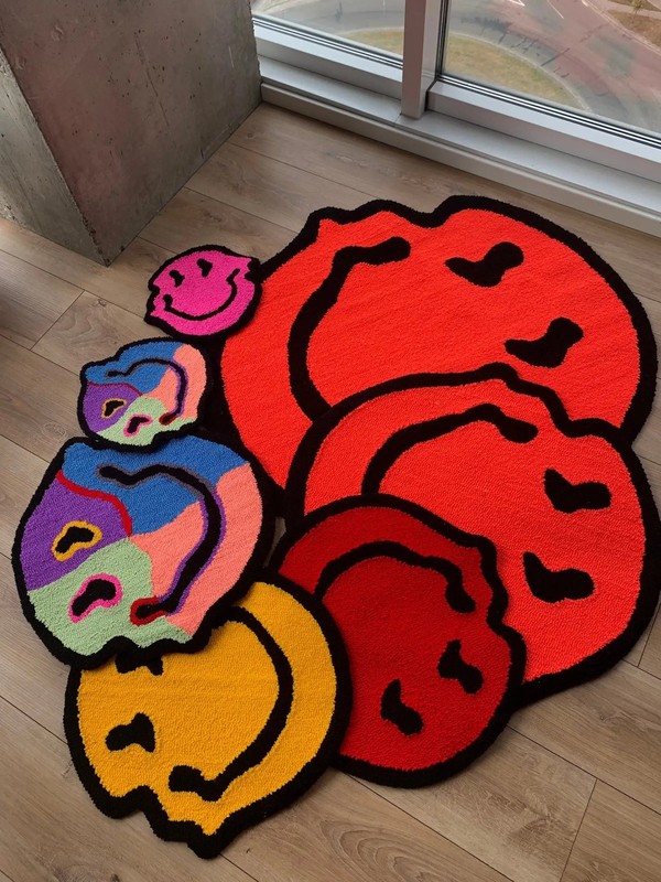 Orange Twisted Smiling Tufted Carpet, Handmade Soft Rug, Room Fluffy Carpets gallery