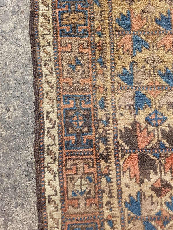 Vintage Hand Made Traditional Rug Oriental Wool Multicolor Carpet 125x38 cm gallery