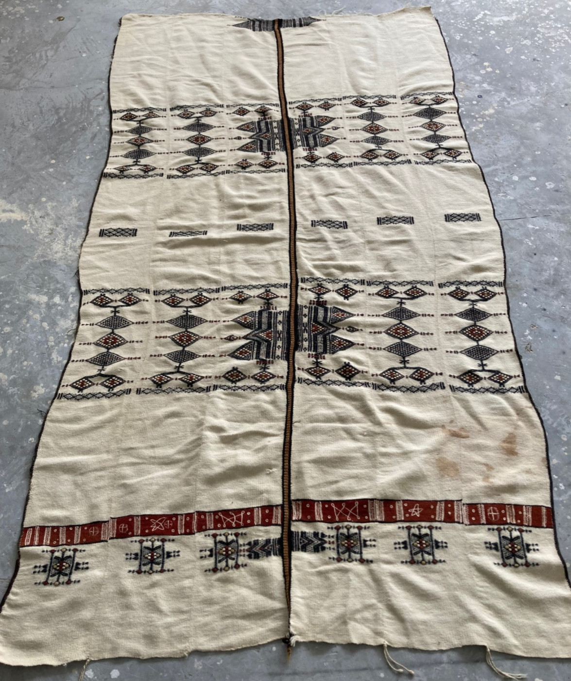 Vintage MidCentury West African Malian Fulani Tribal Textile Blanket 227x120 cm gallery
