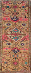 Vintage Peach Wool Geometric Ardebil Runner Rug 4×10 Hand-made Traditional Rug